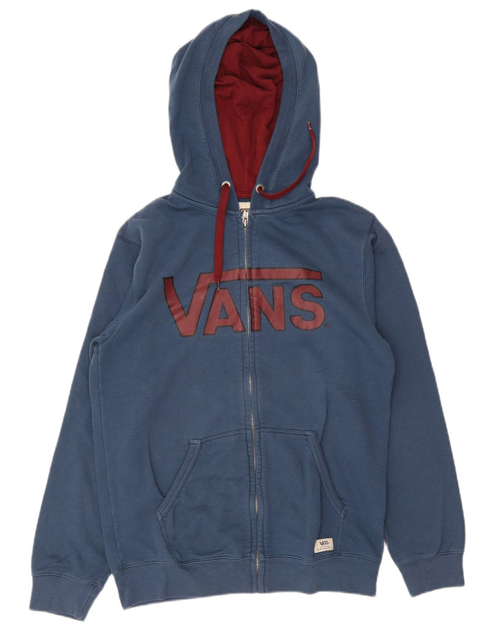 Мужской свитер с капюшоном и молнией с графическим рисунком Vans, хлопковый средний синий цвет