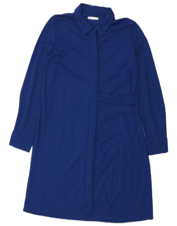 Женское платье-рубашка Zara UK 14, средний синий