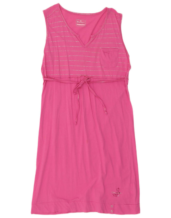 CHAMPION Womens Easy Fit Sleeveless T-Shirt Dress UK 18 XL Pink Striped