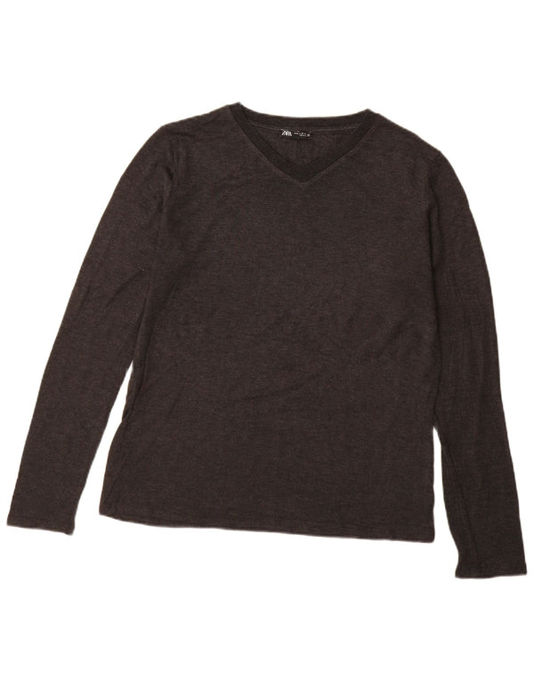 Женский топ ZARA с длинным рукавом UK 18 XL, серый акрил