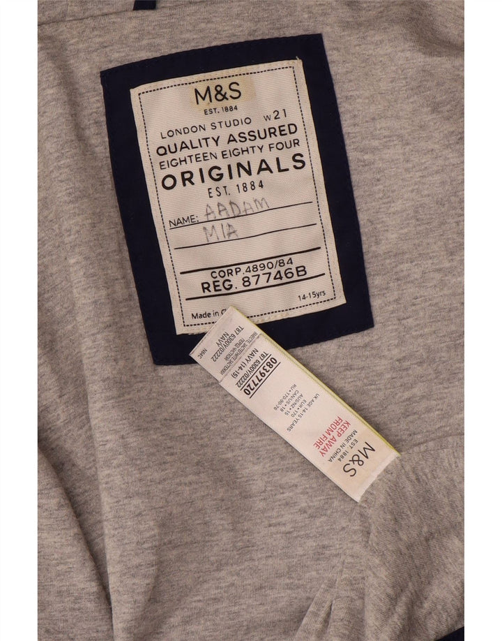 Ветровка с капюшоном Marks & Spencer для мальчиков 14–15 лет, темно-синяя