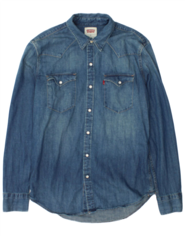 Мужская джинсовая рубашка Levi's среднего синего цвета