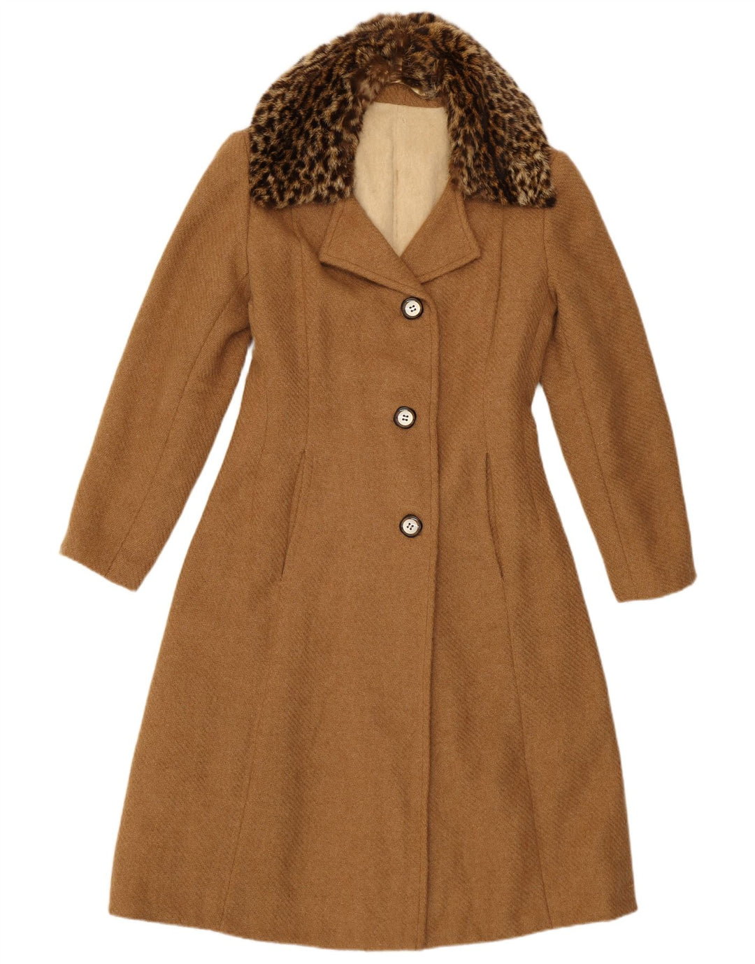 Винтажное женское пальто UK 10, маленькое коричневое