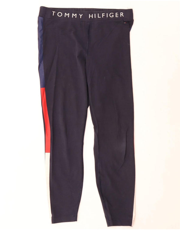 Женские леггинсы с рисунком Tommy Hilfiger UK 14, большие темно-синие с цветными блоками