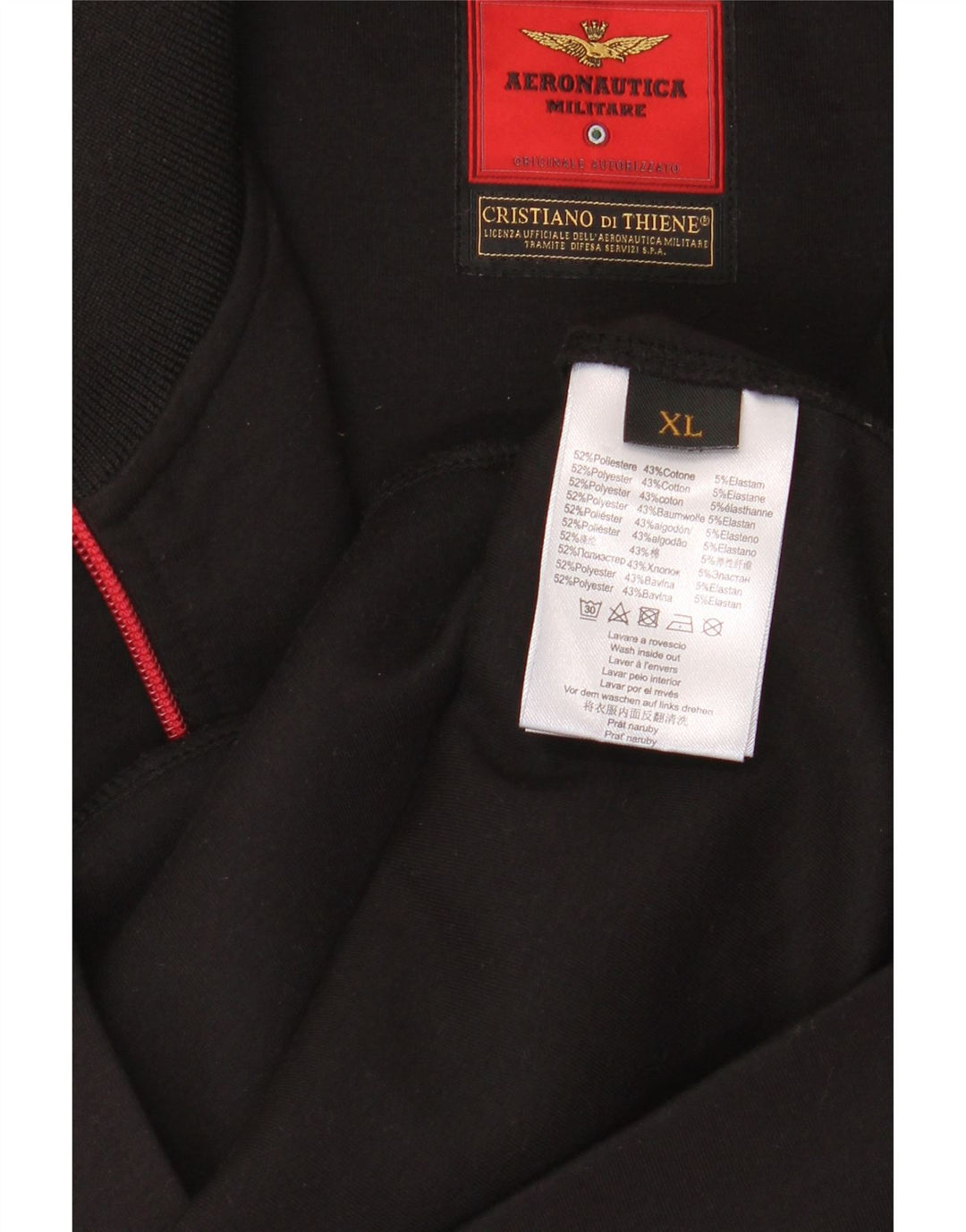 AERONAUTICA MILITARE Мужской спортивный костюм с графическим рисунком, верхняя куртка XL, черный полиэстер