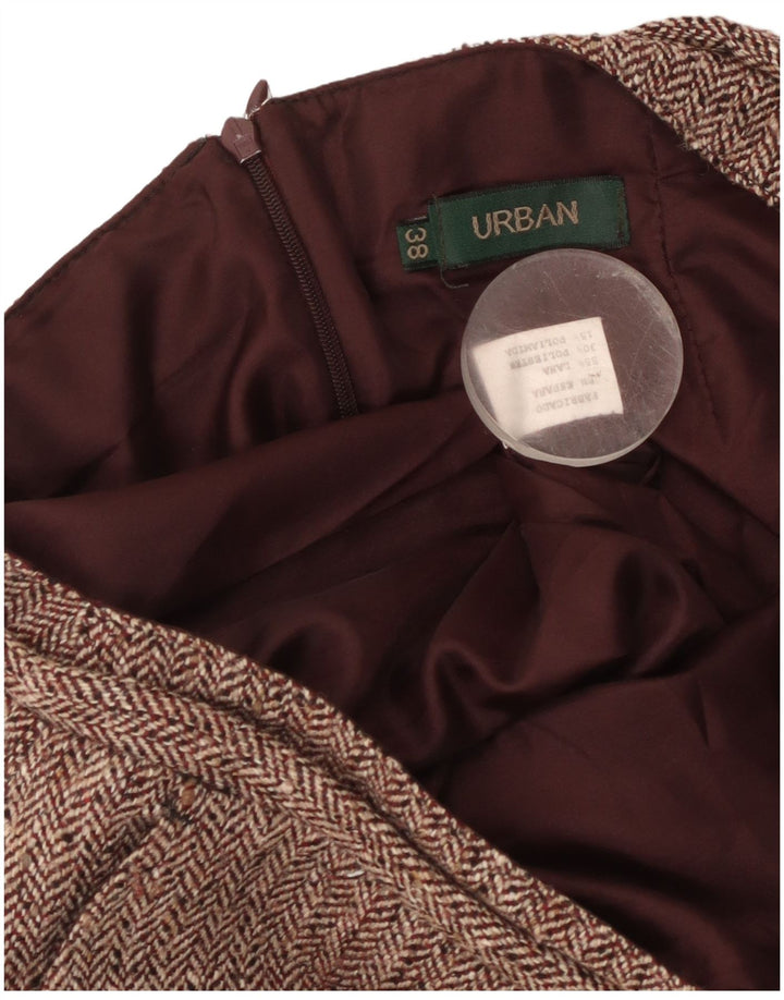 Винтажная женская прямая юбка EU 38 Medium W30 бордового цвета с узором «елочка» из шерсти