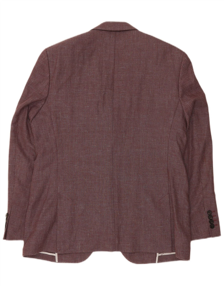 Мужской пиджак JAEGER на 2 пуговицах UK 42 XL бордовый шерстяной с шевроном