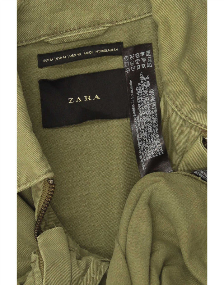 Мужская куртка-бомбер Zara UK 38, хлопковый средний зеленый цвет