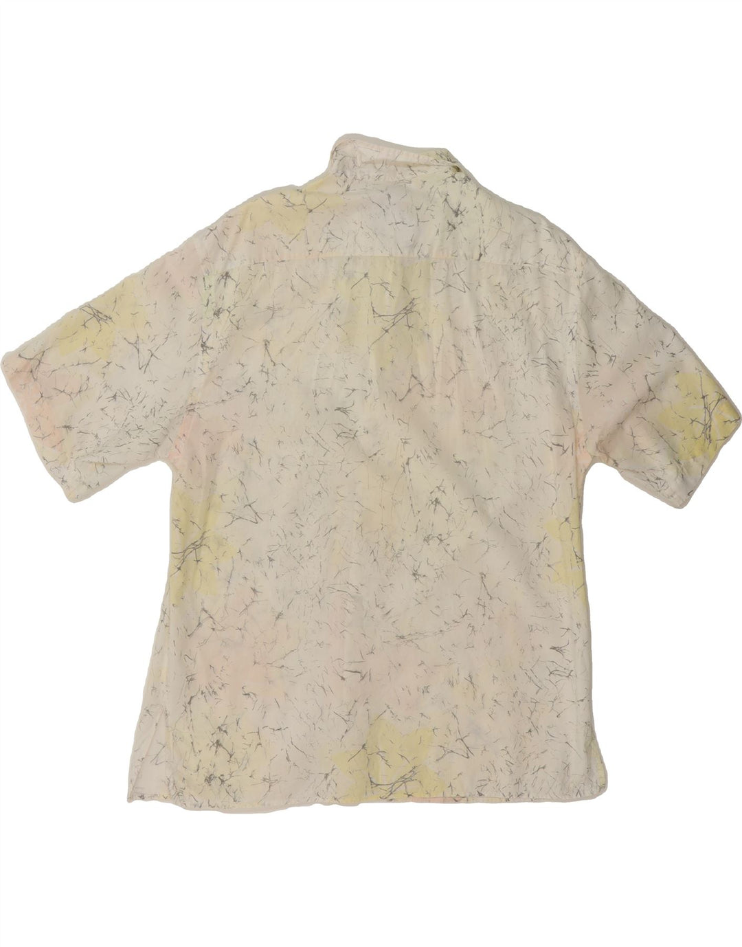 VINTAGE Mens Abstract Pattern Short Sleeve Shirt Medium Off White Cotton Vintage Vintage and Second-Hand Vintage from Messina Hembry 
