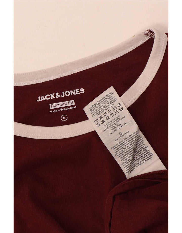 Мужская футболка стандартного кроя Jack & Jones из хлопка среднего темно-бордового цвета