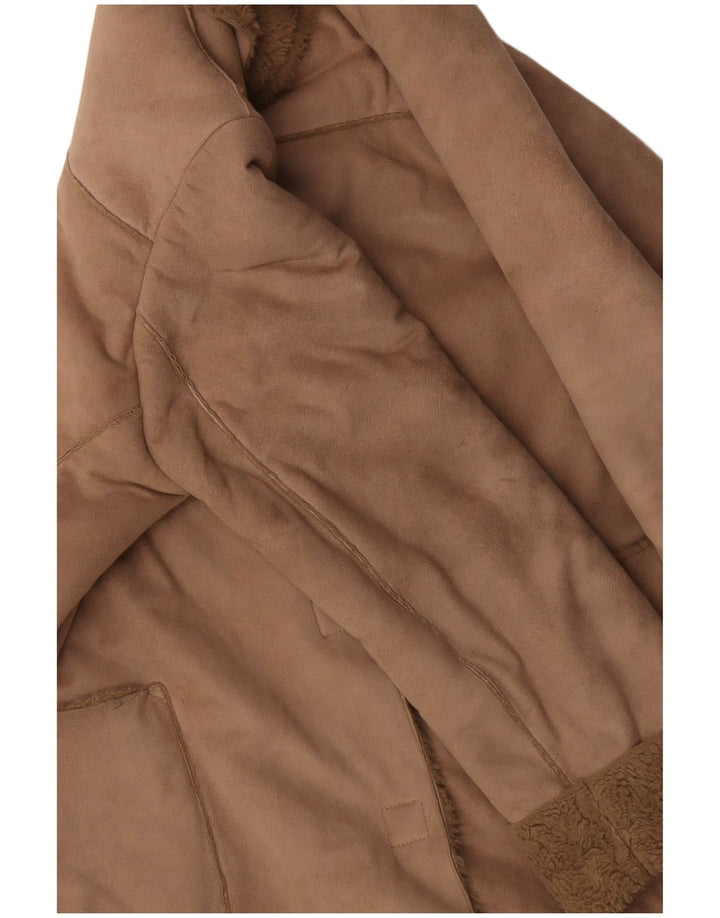 Женское пальто из шерпы ARMANI UK 16, большое, бежевое