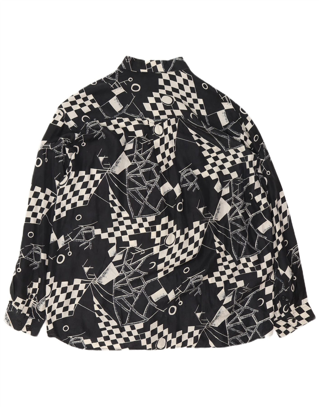 Мужская рубашка VINTAGE XL, черная, шелковая с геометрическим рисунком