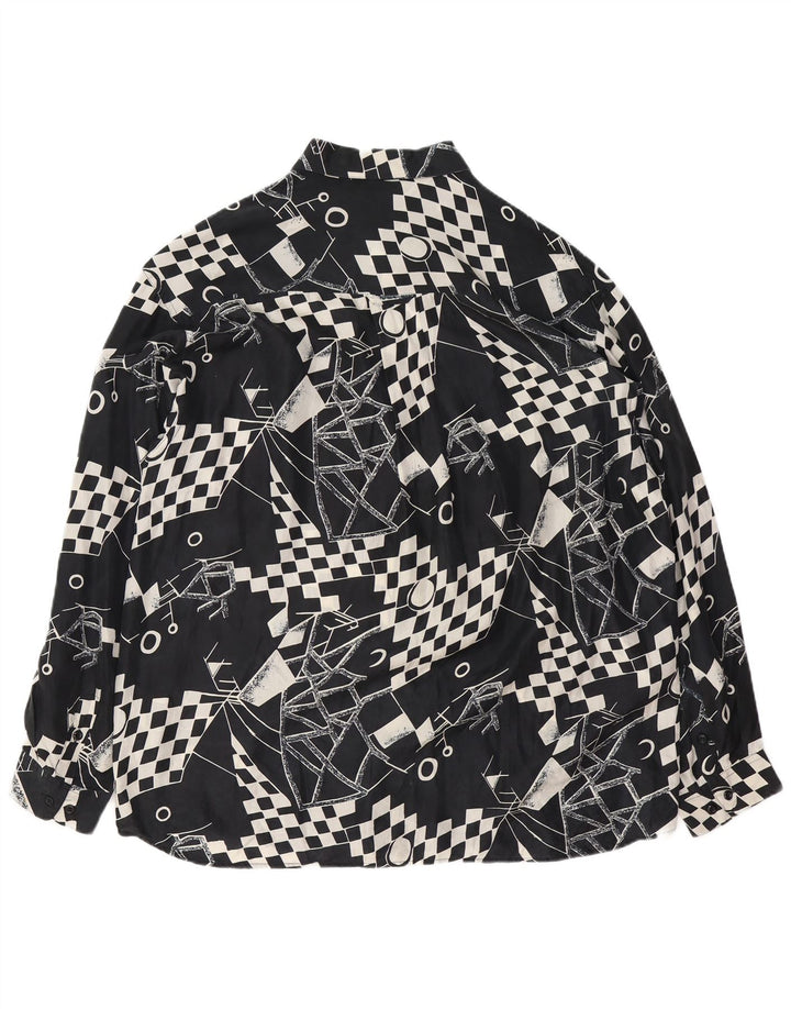 Мужская рубашка VINTAGE XL, черная, шелковая с геометрическим рисунком