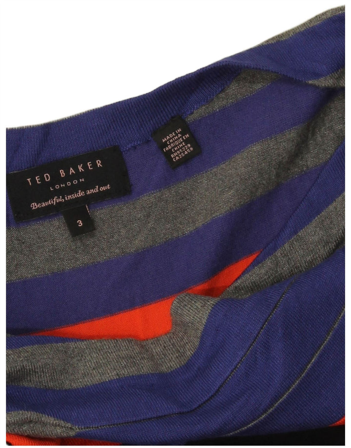 Женское облегающее платье Ted Baker, размер 3, средний синий в полоску, вискоза
