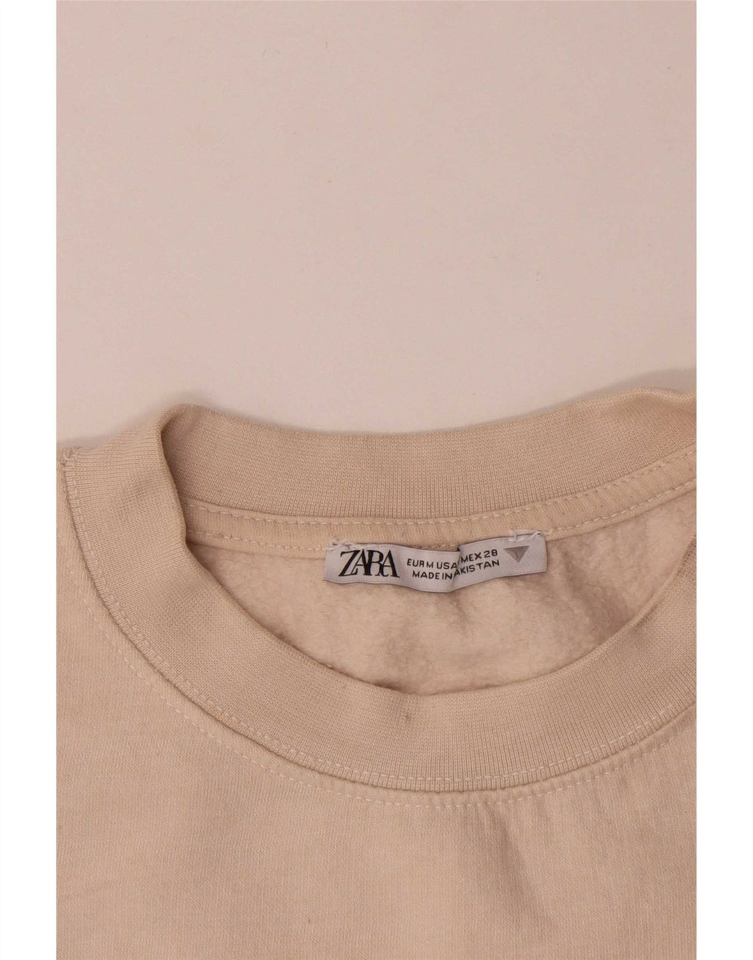 Женский укороченный свитер Zara UK 14, хлопковый средний цвет белого цвета