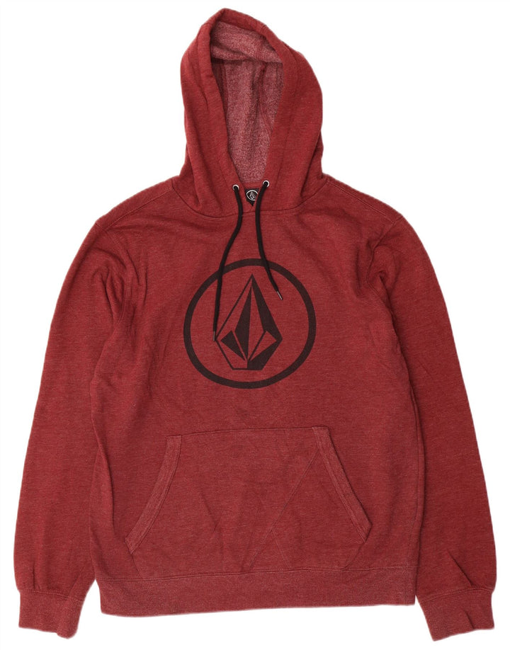 Volcom Мужской джемпер с капюшоном с рисунком бордового цвета, хлопковый