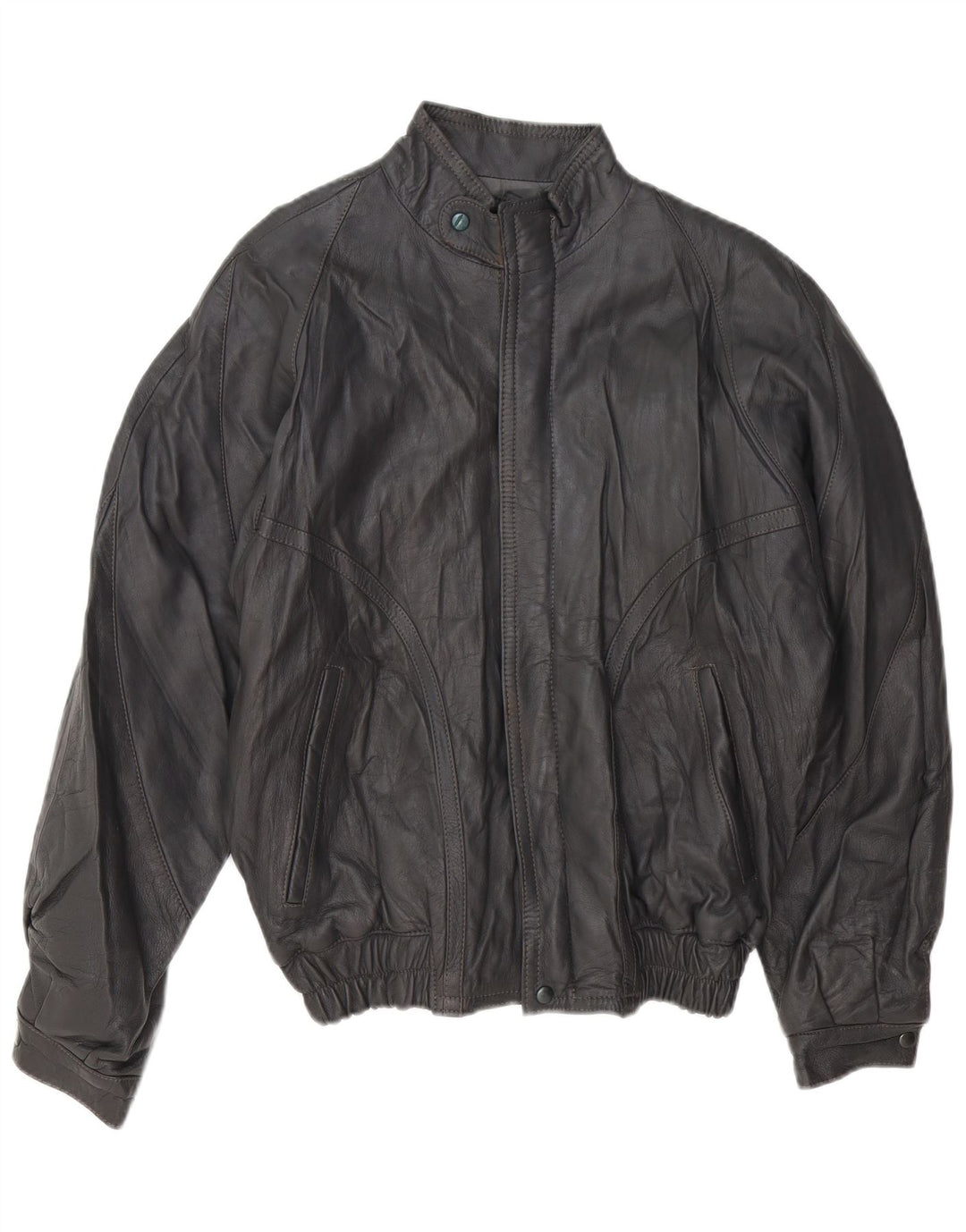 Мужская кожаная куртка VINTAGE UK 40, большая серая кожаная