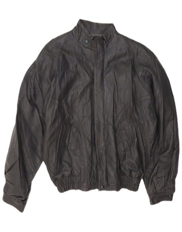 Мужская кожаная куртка VINTAGE UK 40, большая серая кожаная