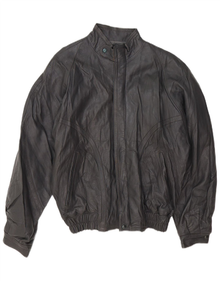 Мужская кожаная куртка VINTAGE UK 40, большая серая кожаная
