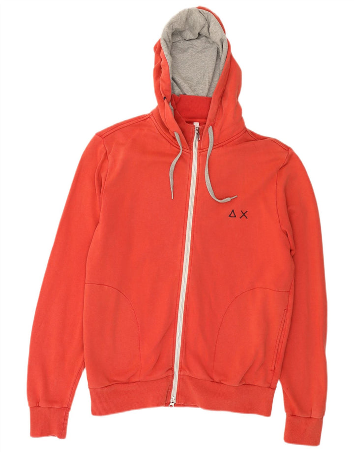 SUN68 Мужской свитер с капюшоном на молнии, большой красный хлопок