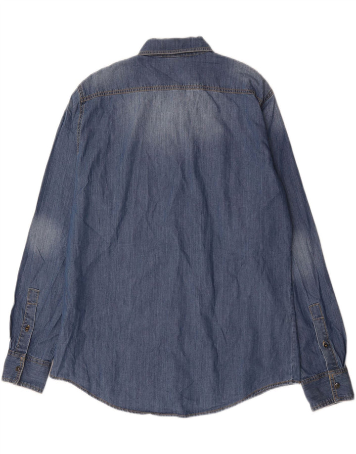 Мужская джинсовая рубашка BENETTON XL, синяя, хлопок