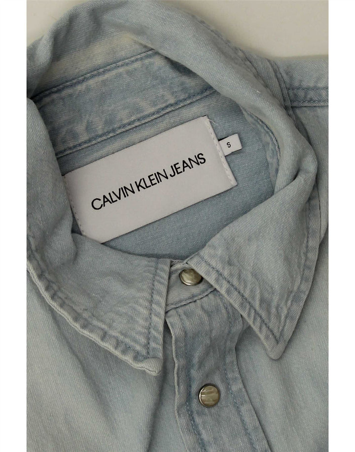 Мужская джинсовая рубашка Calvin Klein Jeans, маленькая синяя