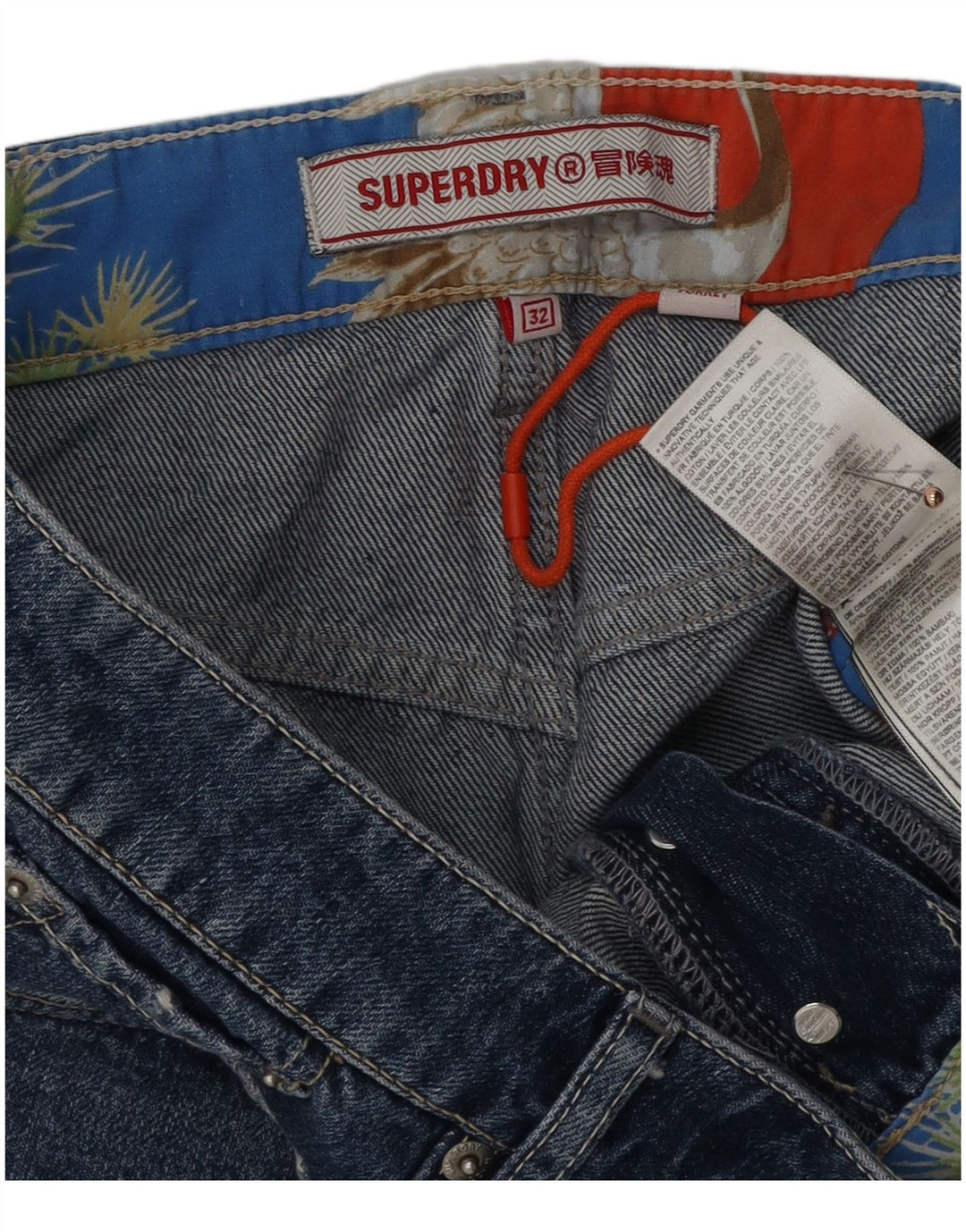 SUPERDRY Женские джинсовые шорты W32, большие синие, хлопок