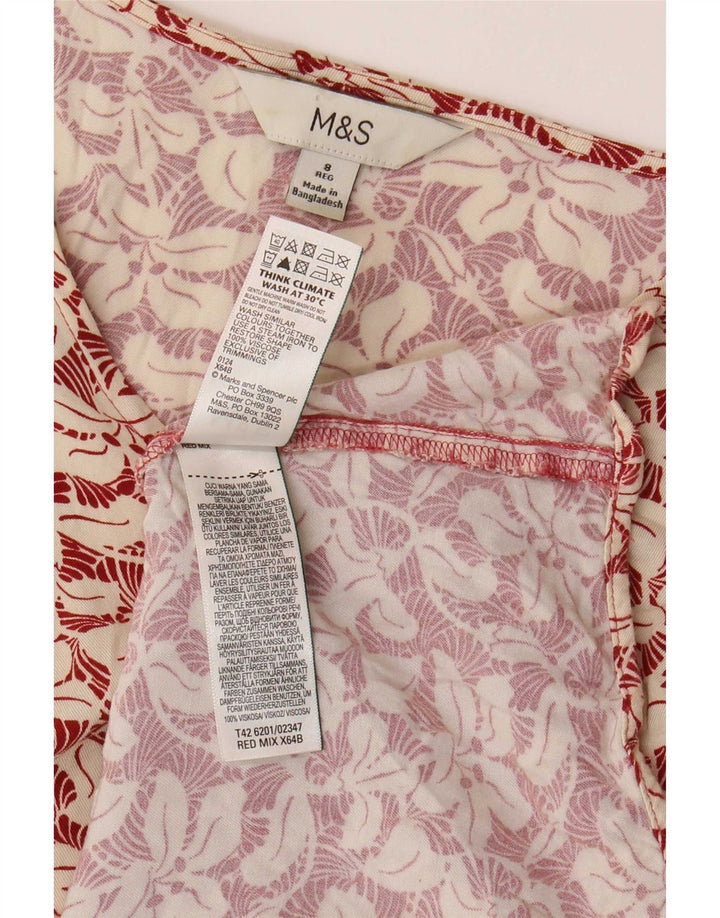 Женское платье макси Marks & Spencer UK 8 маленькое красное с цветочным принтом из вискозы