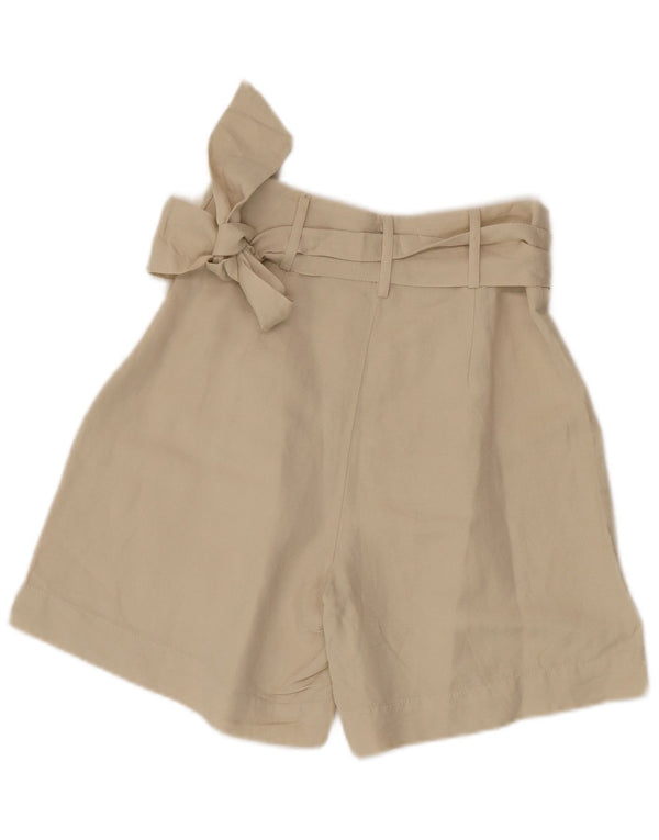 Sisley Womens High Waist Casual Shorts UK 6 XS W26  Beige Linen