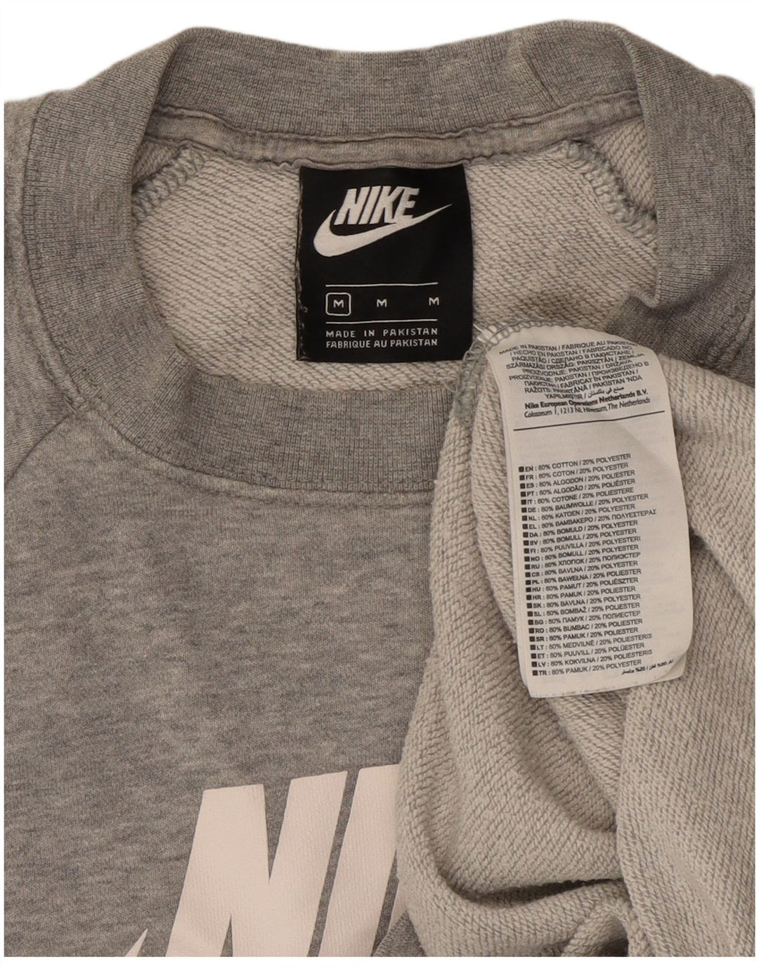 Женский свитер с рисунком Nike UK 14, хлопковый средний серый цвет