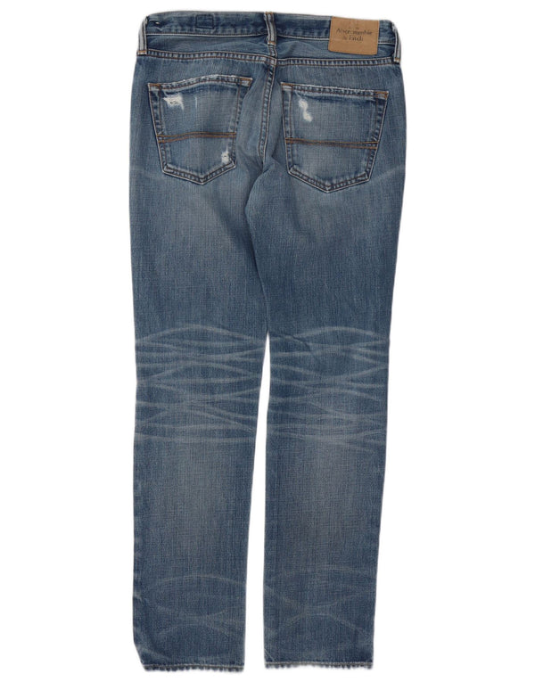 Abercrombie & Fitch Мужские потертые узкие джинсы белого дуба W31 L32 синие