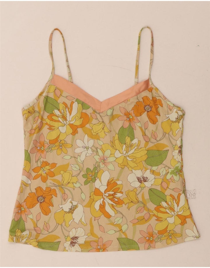 PRIMARK Womens Cami Top UK 8 Small Beige Floral Polyester Vintage Primark and Second-Hand Primark from Messina Hembry 