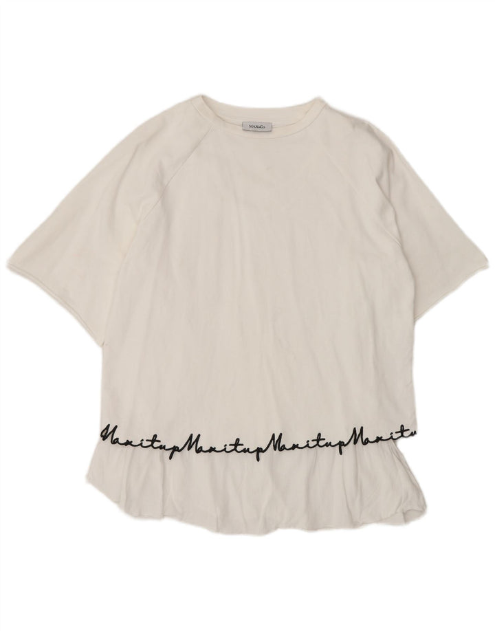 Женская блузка оверсайз с графическим рисунком Max & Co., Великобритания, 10 маленьких размеров, белый хлопок