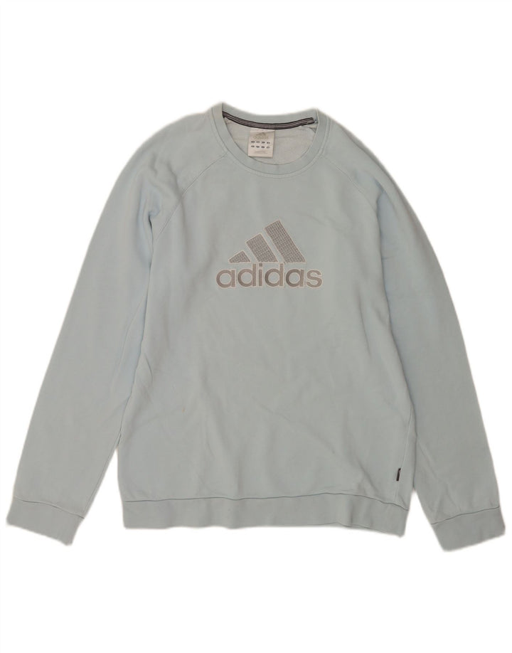Мужской свитер с рисунком Adidas, маленький синий хлопковый джемпер