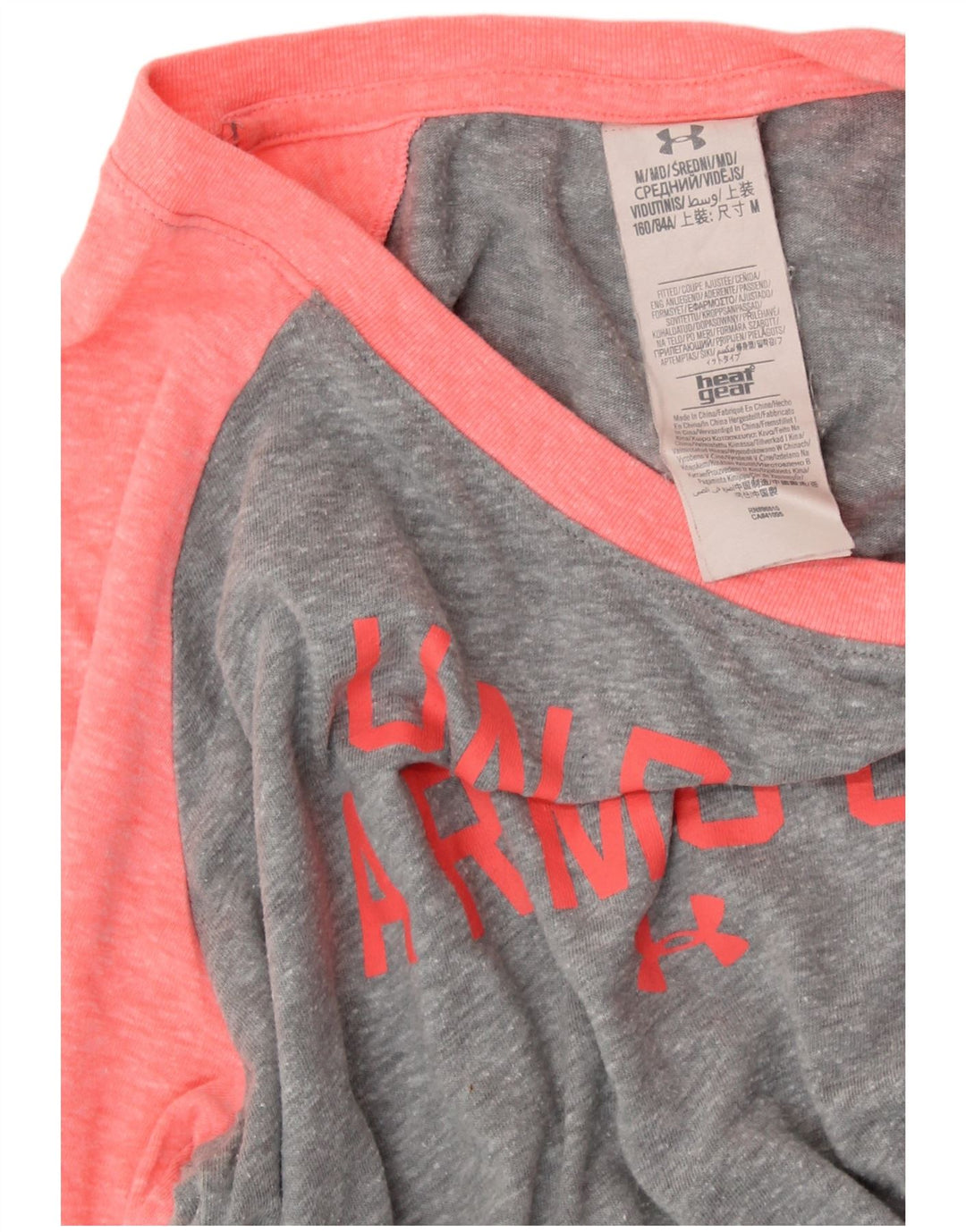 Женский топ с графическим рисунком UNDER ARMOR, рукав 3/4, Великобритания 12, средний серый цвет