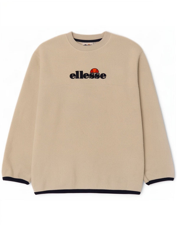 Ellesse Мужской флисовый джемпер с рисунком, маленький бежевый, полиэстер