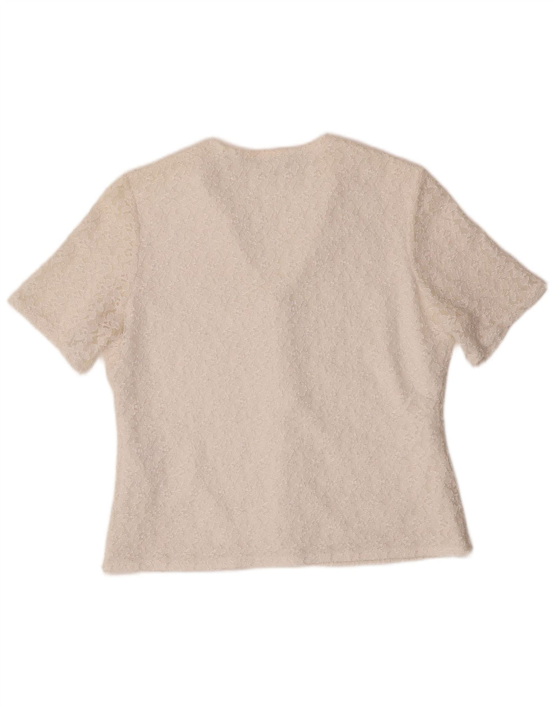 Винтажная женская блузка-рубашка с коротким рукавом IT 42 Medium Off White Полиамид