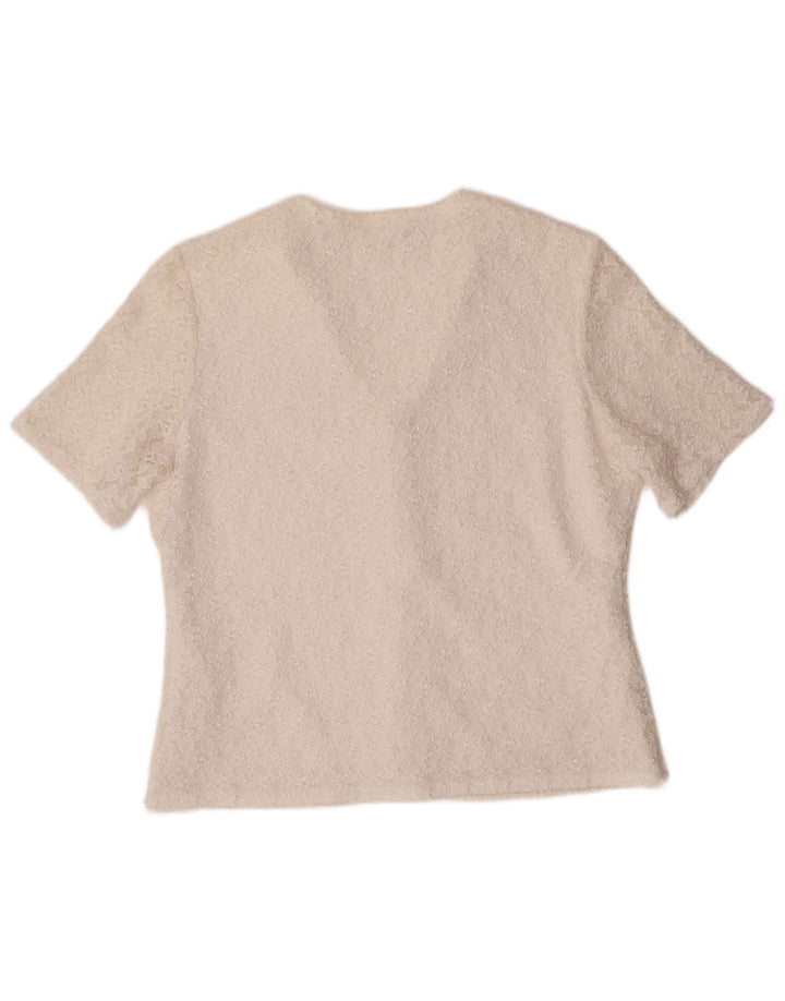 Винтажная женская блузка-рубашка с коротким рукавом IT 42 Medium Off White Полиамид