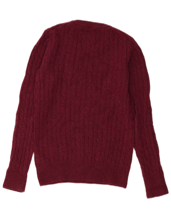 Женский джемпер с круглым вырезом Jack Wills UK 6 XS бордовый из мериносовой шерсти