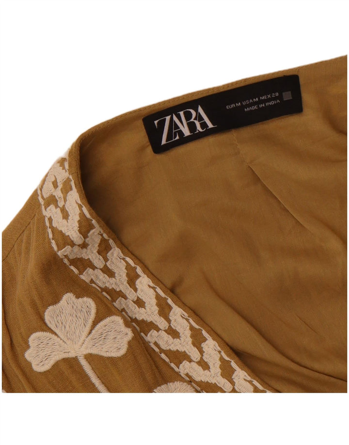 Женский жилет Zara UK 12, средний, бежевый с цветочным принтом