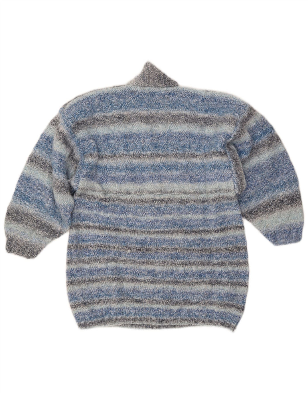 ВИНТАЖНЫЙ женский джемпер с отложным воротником, Великобритания 14, средний синий в полоску
