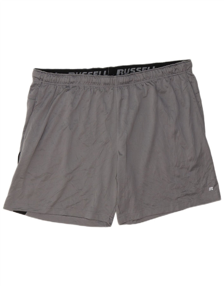 Мужские спортивные шорты RUSSELL ATHLETIC 3XL, серые, полиэстер с цветными блоками