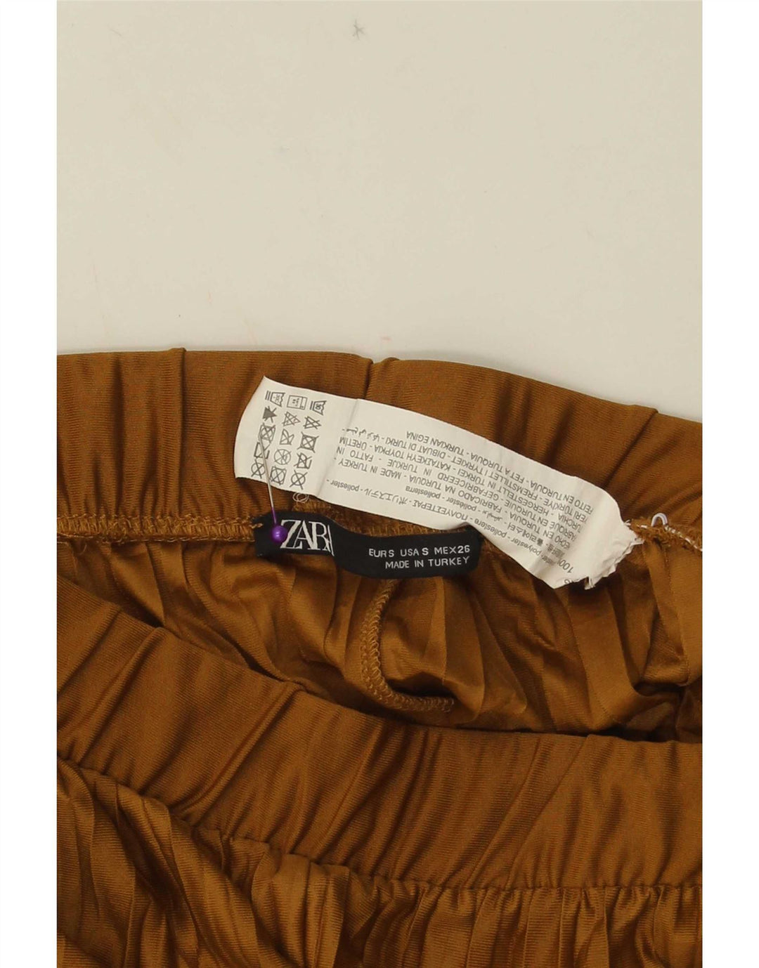 Женские укороченные широкие брюки Zara, маленькие W26 L23, бежевый полиэстер