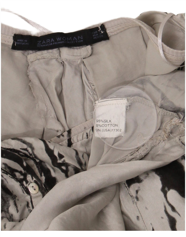 Женское платье оверсайз с абстрактным узором Zara UK 14, средний серый шелк