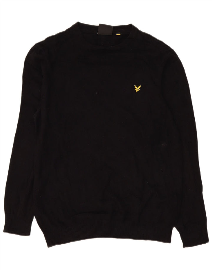 Мужской джемпер с круглым вырезом Lyle & Scott, средний черный хлопковый свитер