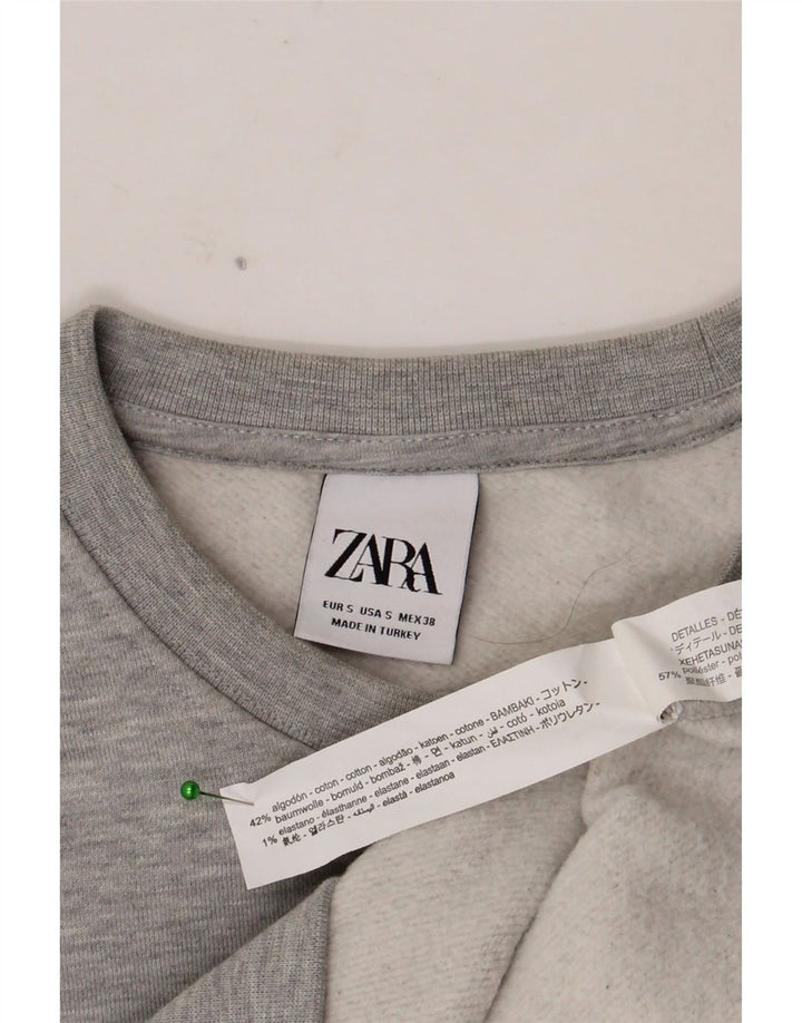 Мужской свитшот Zara, маленький серый хлопковый джемпер в крапинку