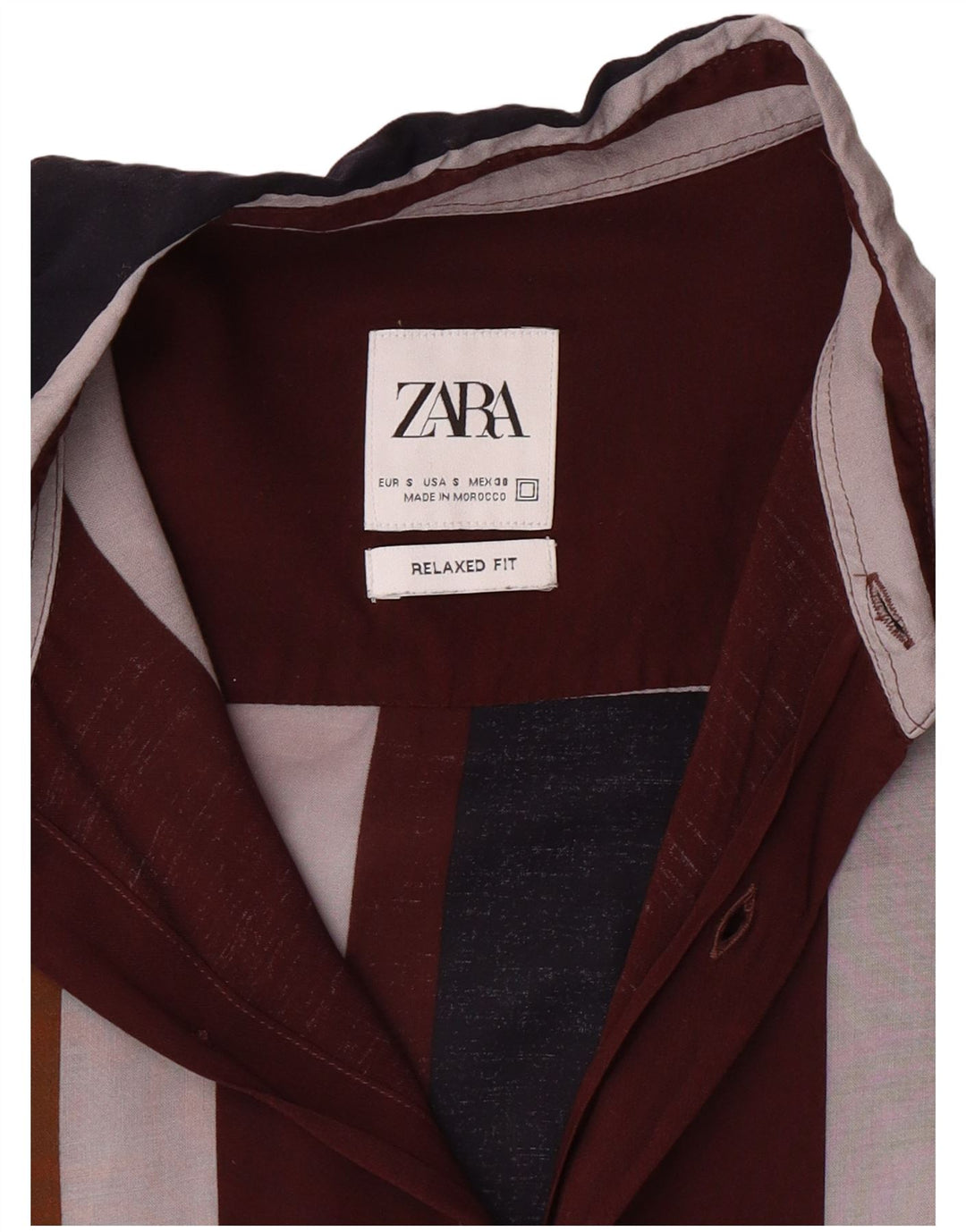 ZARA Mens Relaxed Fit Shirt Small Multicoloured Striped