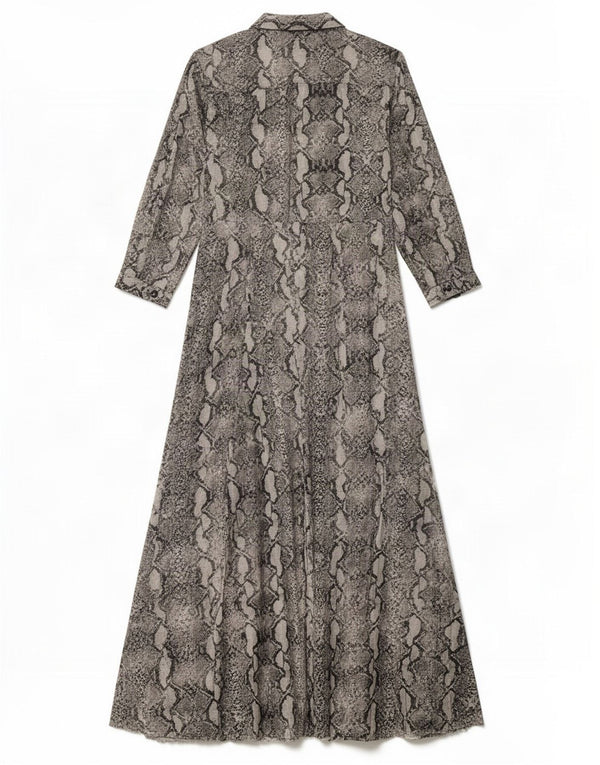 Zara Womens Long Sleeve Maxi Dress UK 10 Small Grey Animal Print