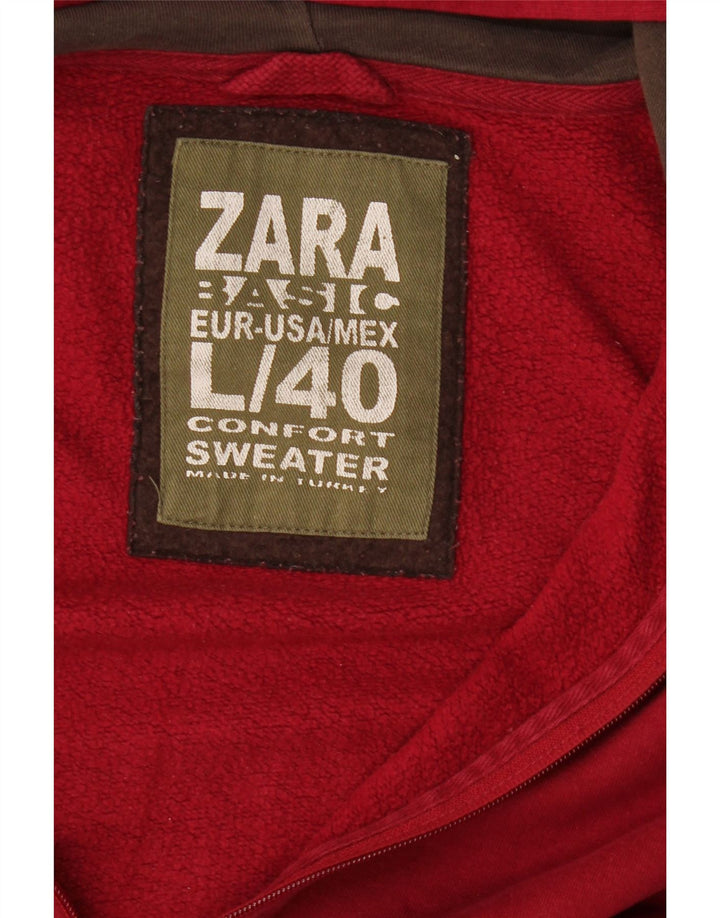 Мужской свитер с капюшоном на молнии Zara, большой красный