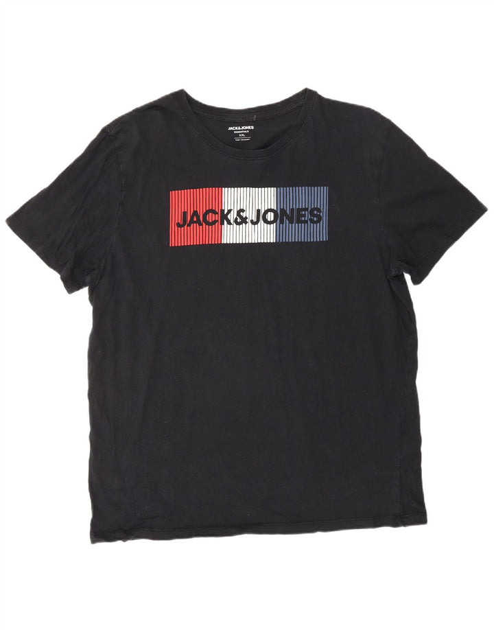 Мужская футболка с рисунком Jack & Jones 2XL, черный хлопок